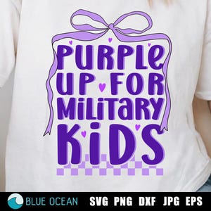 Purple Up für militärische Kinder PNG, Militär für Kinder PNG, Im April tragen wir lila, Retro Purple up kokett Bogen, Monat des Militärkindes Png