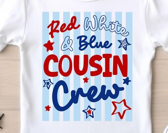 Arquivo SVG "Turma de Primos Vermelho, Branco e Azul", Design Patriótico para Camiseta de Família do 4 de Julho (PNG)
