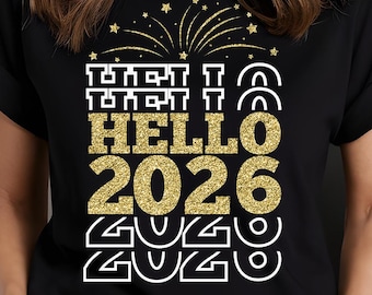 Hallo 2026 PNG, Neujahr SVG, Neujahr 2026 SVG, Hallo 2026 SVG, Silvester Shirt, Sublimation Png, Glitzer Gold Png, Frohes Neues Jahr Png