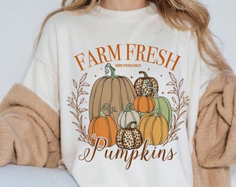 Kürbisse auf dem Bauernhof PNG: Trendiges Herbst Design (300dpi)