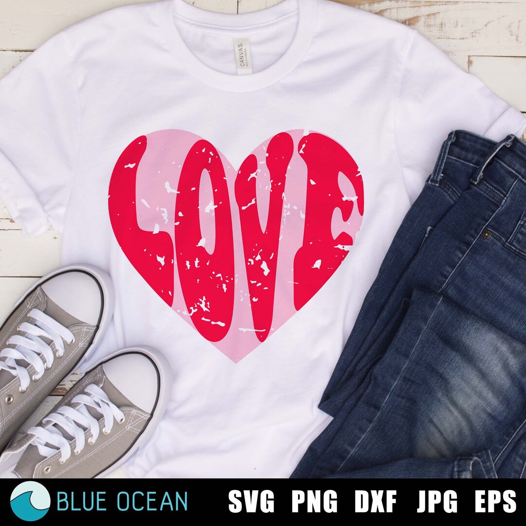 Retro Love Heart SVG PNG: Distressed Valentine Design (digital Download ...
