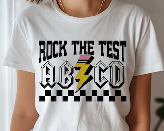 ABCD Rock The Test Svg, Testing Svg, Det är testdag ni SVG, Testdagströja Svg, Star Test SVG