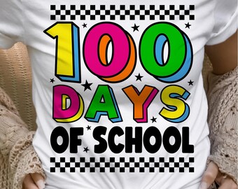 100 Days of School Design, Teacher Shirt PNG, SVG (Digital Download)