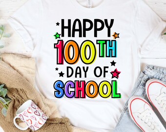 Glücklich 100. Schultag SVG, Lehrer-Shirt-Design (Digitaler Download)