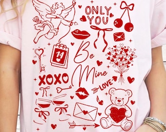 Valentine Doodles PNG, Cupid, Love Shirt File (Digital Download)