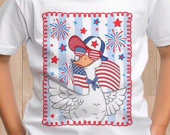 Patriotic Goose Boy 4th July PNG: Independence Day Shirt (Digital Download)