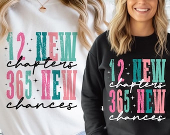 12 nuevos capítulos, 365 nuevas oportunidades (SVG), Año Nuevo 2026 (SVG), Feliz Año Nuevo 2026 (SVG), Sublimación de Año Nuevo, Nochevieja, Camiseta de Año Nuevo (SVG)