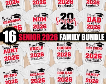 Senior 2026 Family Bundle SVG PNG, Graduation Designs (Digital Download)