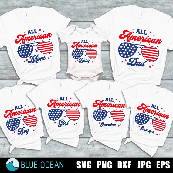 All American Family Bundle SVG 4th of July SVG Mom Dad Girl - Etsy