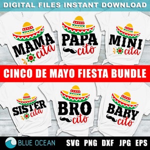 Mamacita SVG, Papacito SVG, Fiesta Bundle SVG, Paquete familiar Cinco de mayo, Fiesta Cinco de mayo, Fiesta Squad Svg
