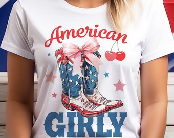 American Girly PNG, 4th of July Coquette PNG, Cowgirl Boots PNG, Pink Coquette Ribbon Png, American Coquette Png