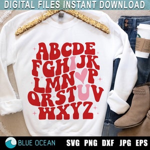 ABC Ti amo SVG, San Valentino SVG, Retro San Valentino Svg, Carino San Valentino Svg, Camicia di San Valentino Png