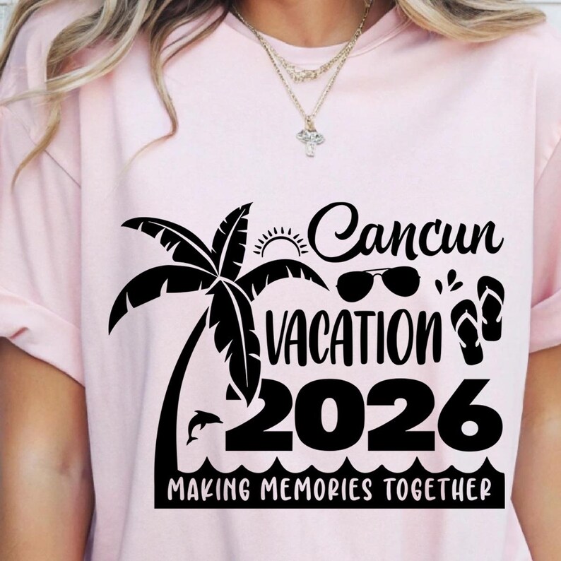 Cancun 2026 Svg, Familjesemester Cancun 2026 Svg (digitala filer Sublimering DTF Cricut) bild 9