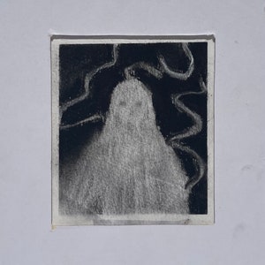 Gothic Eerie Charcoal Original Drawing - &quot;Skeleton&quot; 6in x 6in