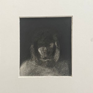 Spooky Gothic Erie Portrait Charcoal Drawing with Backing Board - 6.5in x 7in