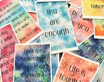 Motivational Cards, 60 Pack Variety, Positive Quotes, Inspirational, Positive, Positivity, Support Card, You Are Enough, Life Is Tough