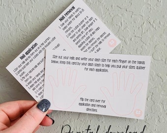 Red Aspen Dash Sizing Card with Instructions, Digital Download, digital instruction card, nail dash card, printable dash size,