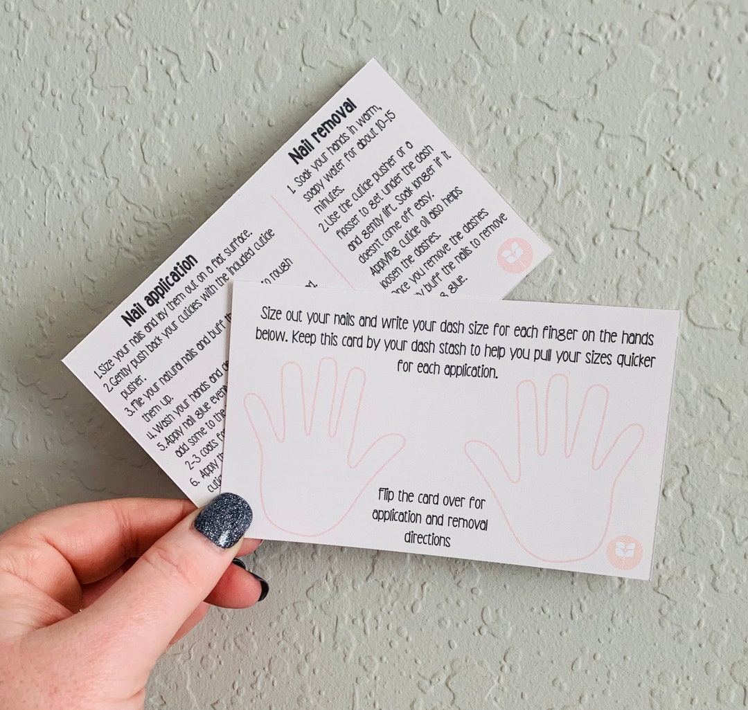 Red Aspen Dash Sizing Card With Instructions Printed, Nail Dash Card ...
