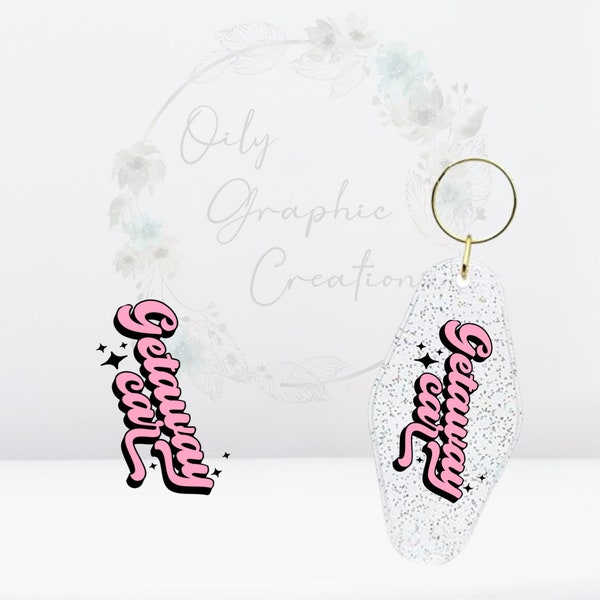 Getaway Car 1 UV DTF Keychain Decal, Keychain Decal, Hotel Style, Keychain, Transfer, Decal, Wrap, Ready to Apply, Getaway, Car, Pink, Cute