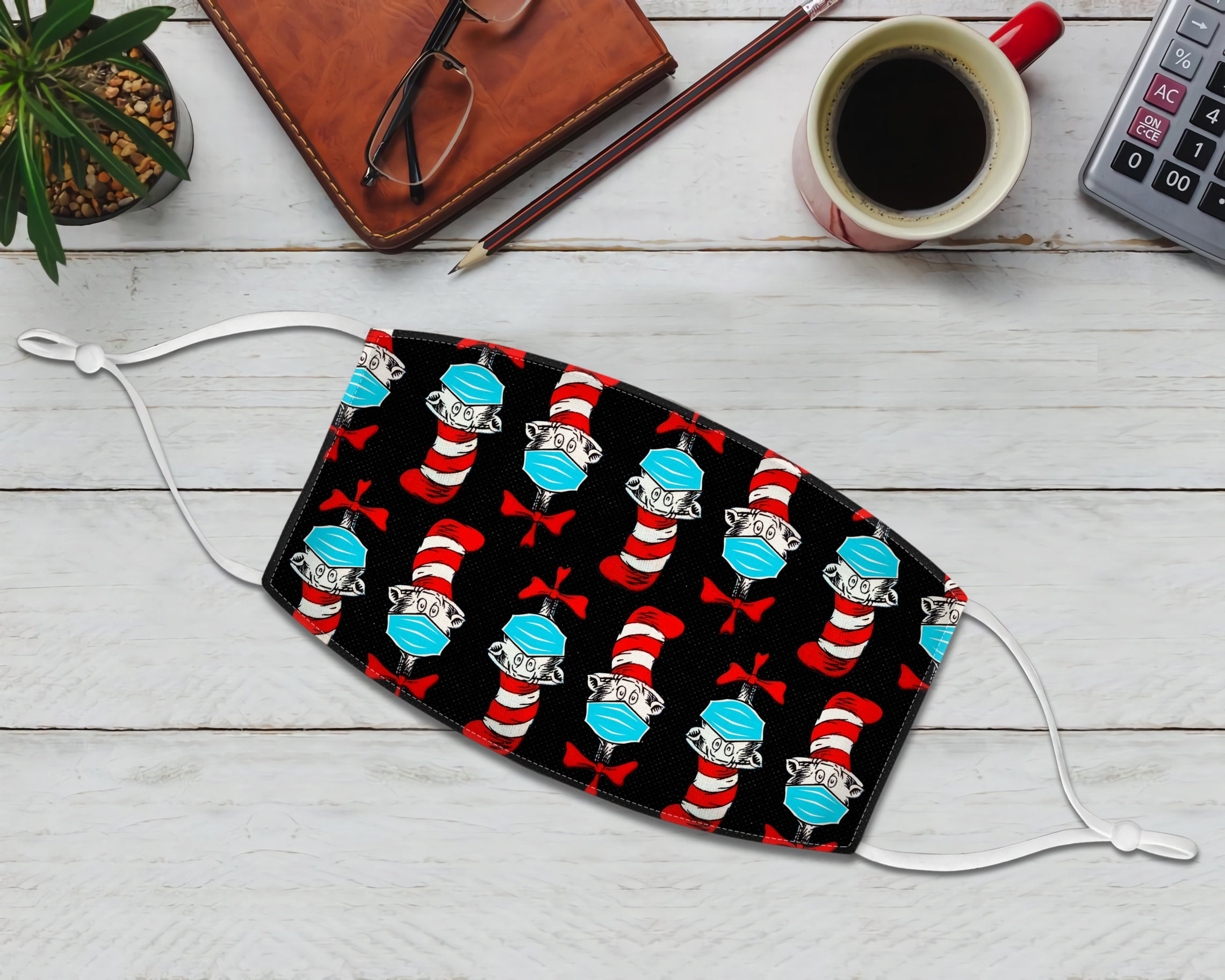 Cute Dr Seuss Cat in the Hat Face Mask Cute Cat In The Hat Etsy