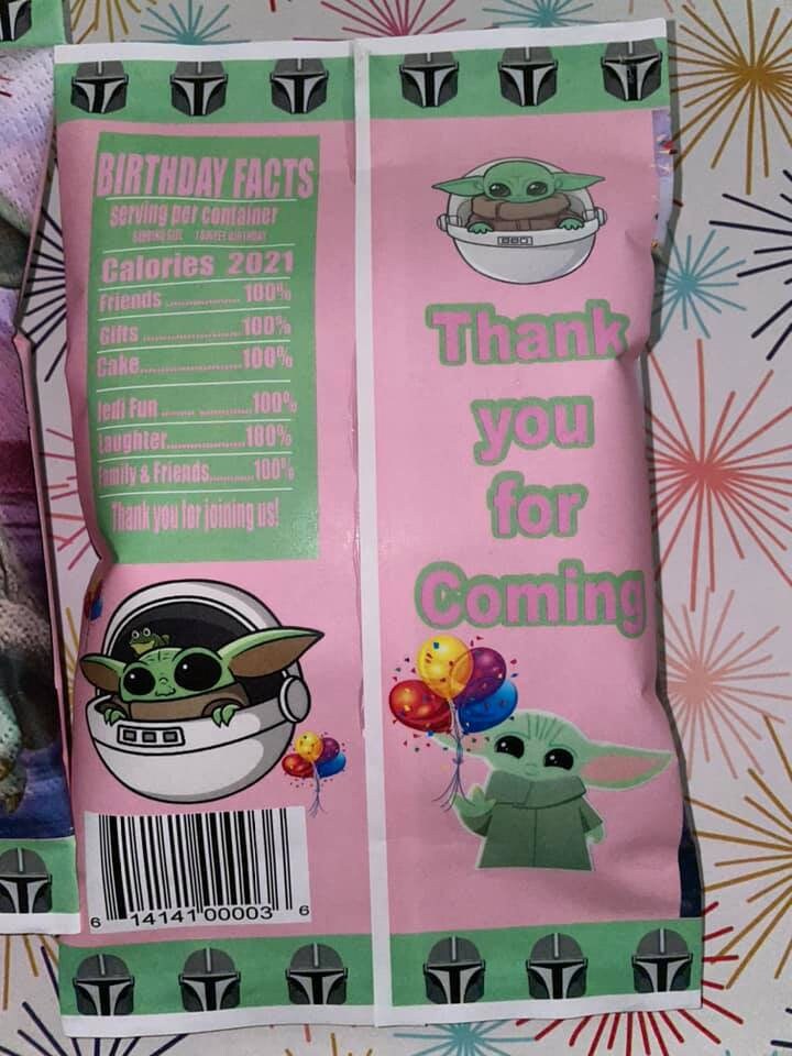 Yoda Star Wars Inspired Chip Bag YODA Party Favors YODA Birthday Chip