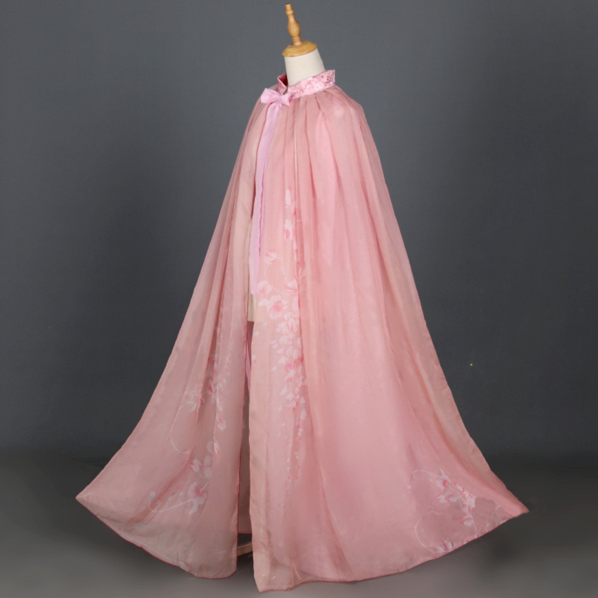 Pink Long Cloak Cosplay Women Hooded Cape Halloween Wizard Etsy