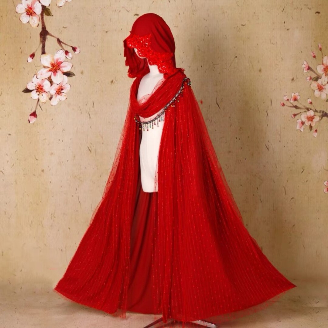 Red Mystical Long Cloak Retro Cosplay Hooded Cape Halloween Etsy UK