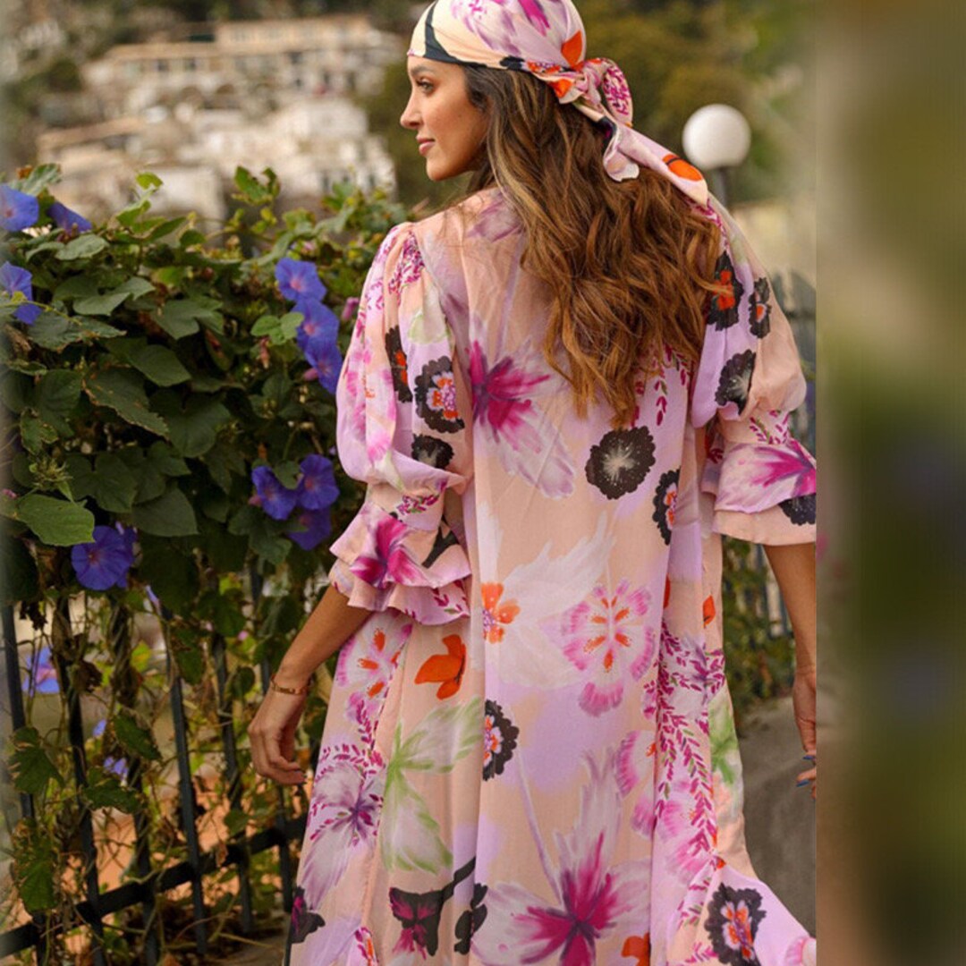 Beautiful Pink Kimono Cardigan Boho Women Kimono Jacket Long Etsy