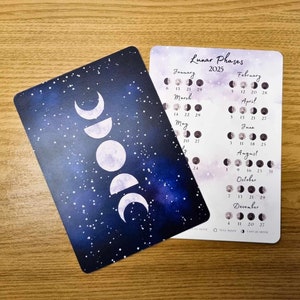Calendário lunar 2025 // Calendário lunar 2025 // Cartão A6 // Impressão das fases da lua