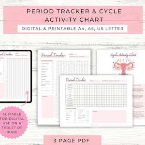 Period Tracker Printable // Period Tracker Planner Inserts // Period Tracker Sheet // Digital Period Tracker // PDF