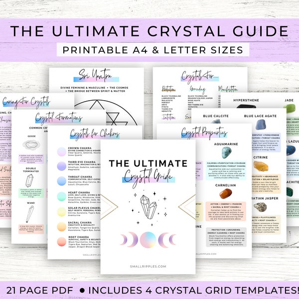 Crystal Meaning Guide // Crystal Printable // Crystal Cheat Sheet // Crystal Guide Cards // Crystal Properties // Crystal PDF