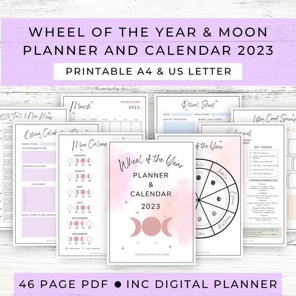 Wheel of the Year & Calendar 2023 Printable Pagan Planner Printable