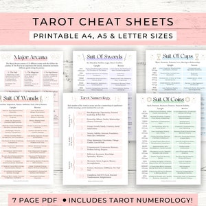 Tarot Cheat Sheet Printable // Tarot Meanings // Tarot Printable // Tarot pdf // Digital Download