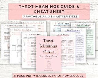 Tarot Meanings Guide Printable // Tarot Cheat Sheet Printable // Tarot pdf // Tarot Digital Guide // Tarot Journal Pages