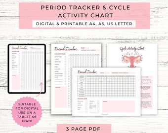 Period Tracker Printable // Period Tracker Planner Inserts // Period Tracker Sheet // Digital Period Tracker // PDF