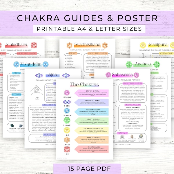 Chakra Guide Printable // Chakra Poster // Chakra Cheat Sheet // Chakra Print // PDF