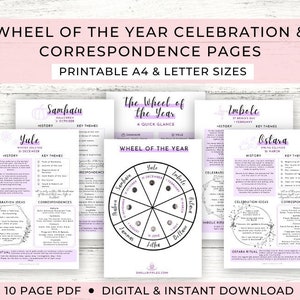 Wheel of the Year Printable Pages // Sabbat Printable // Northern Hemisphere // Grimoire Pages & Book of Shadows Pages