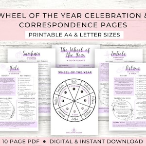 Wheel of the Year Printable Pages // Sabbat Printable // Northern Hemisphere // Grimoire Pages & Book of Shadows Pages