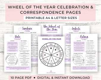 Book of Shadows Pages Wheel of the Year With Sabbat - Etsy
