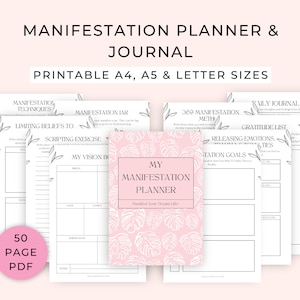 Manifestation Journal Planner Printable // Law of Attraction Planner // 369 Method Journal // Manifestation Workbook