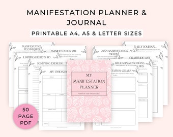 Manifestation Journal Planner Printable // Law of Attraction Planner // 369 Method Journal // Manifestation Workbook