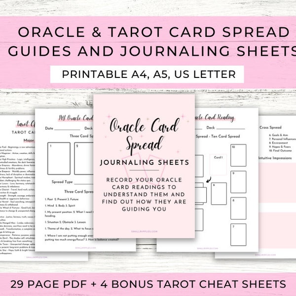Tarot Journal & Tarot Cheat Sheet Printable // Tarot Spread Templates // Oracle Card Printable // Grimoire Pages