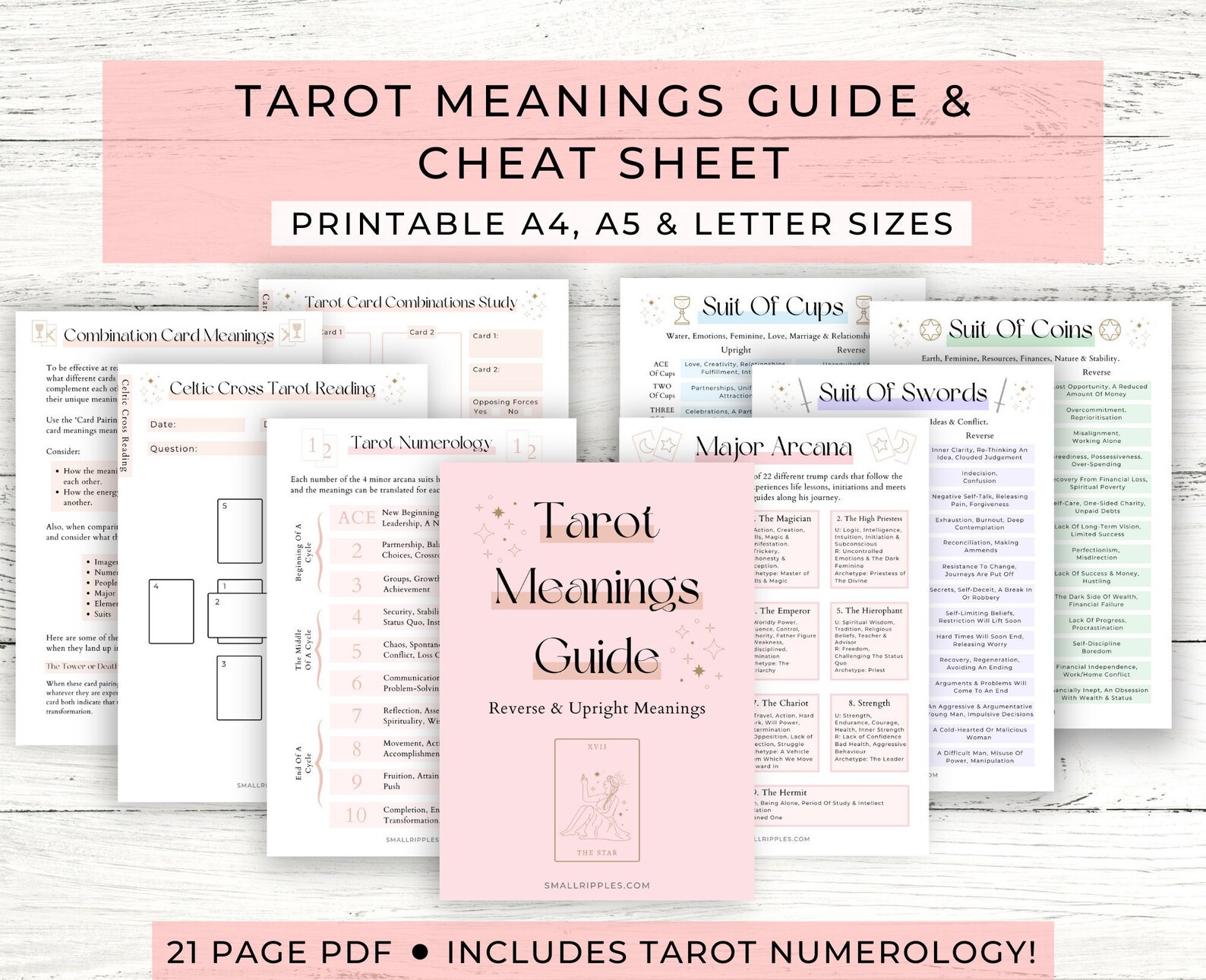 Tarot Meanings Guide Printable // Tarot Cheat Sheet Printable - Etsy