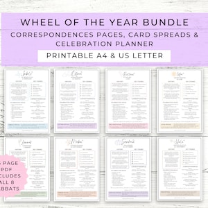 Wheel of the Year Printable Bundle // Sabbat Grimoire Pages // Tarot Spreads // Pagan Planner // Book of Shadows Pages // Wiccan // PDF