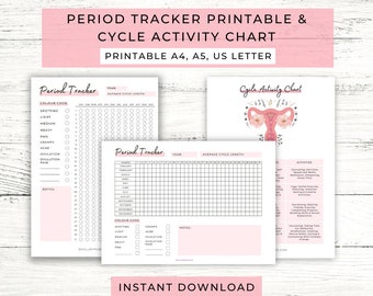 Period Tracker Printable // Period Planner Inserts // Fertility Tracker // Period Cycle Chart // PDF