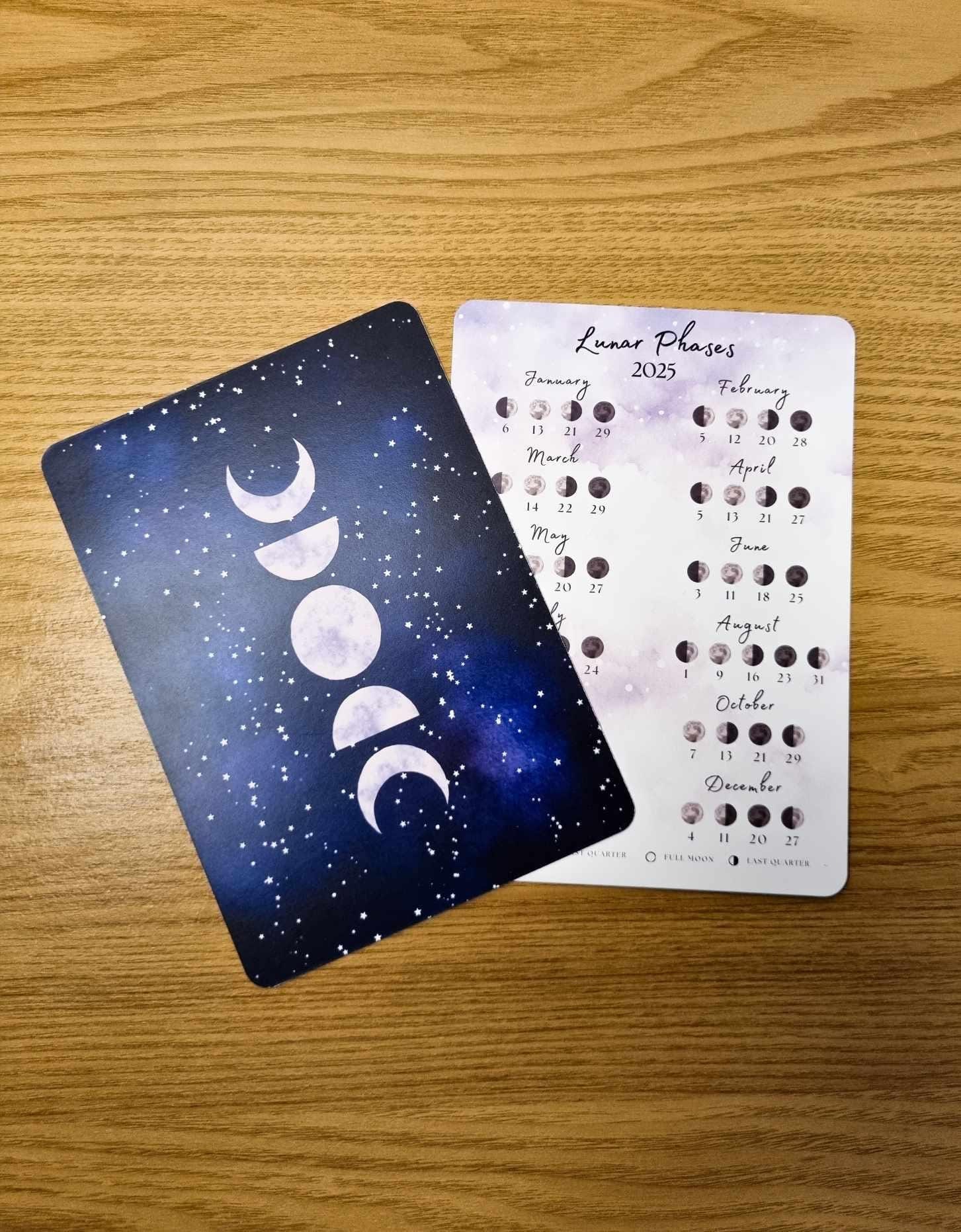 Moon Calendar 2025 // Lunar Calendar 2025 // A6 Card // Moon