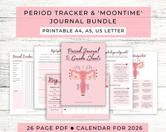 Period Tracker Printable // Period Journal Printable // Moontime Journal // Period Calendar 2026 // Shark Week // Moon Cycle Calendar // PDF