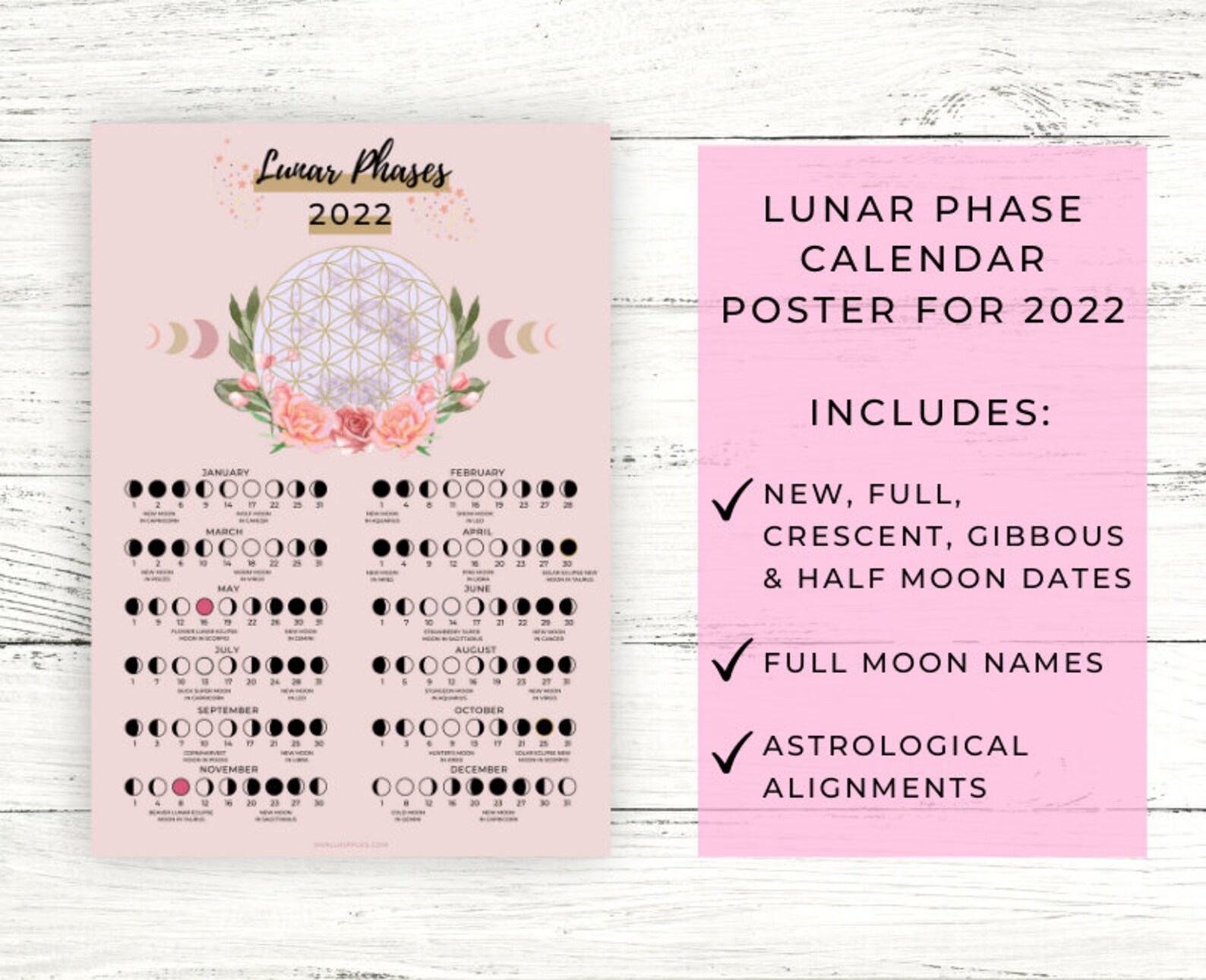Moon Phase Printable Guide Sheets // Moon Phase Meaning Poster - Etsy UK