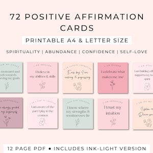 Carte di affermazione stampabili // Carte di affermazione positiva per le donne // Carte di manifestazione // Carte di affermazione spirituale // PDF