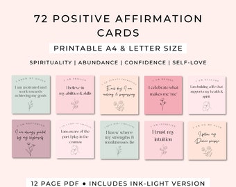 Affirmation Cards Printable // Positive Affirmation Cards For Women // Manifestation Cards // Spiritual Affirmation Cards // PDF